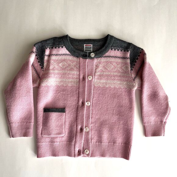 Marius‎ Nordic 100% Merino Wool Baby Girl Cardigan Sweater Fair Isle 9-12 Months - Picture 1 of 8